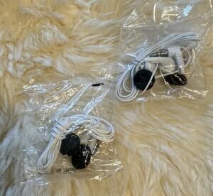 Lot of 2 White Airline In-Ear Headphones Travel Flight Movies Music